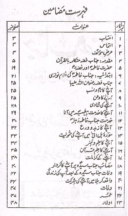 Zindagani Janab e Fizza ra | زندگانی جناب فضّہ